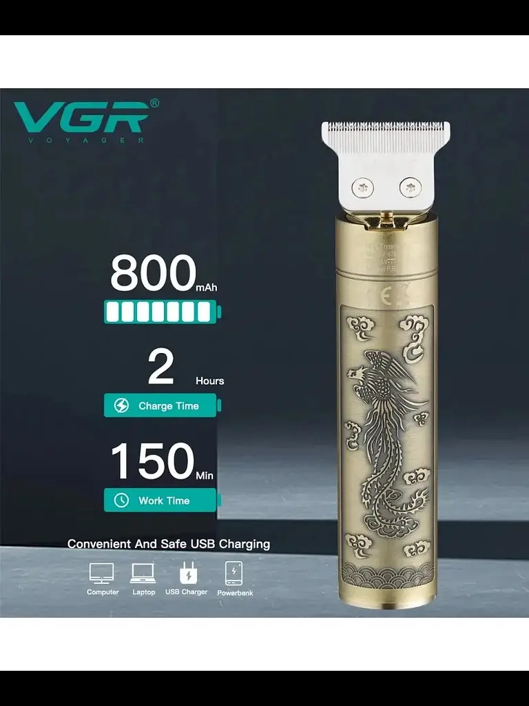 Машинка для стрижки та тример для бороди VGR V-076 акумуляторна з LED-дисплеєм - фото 5