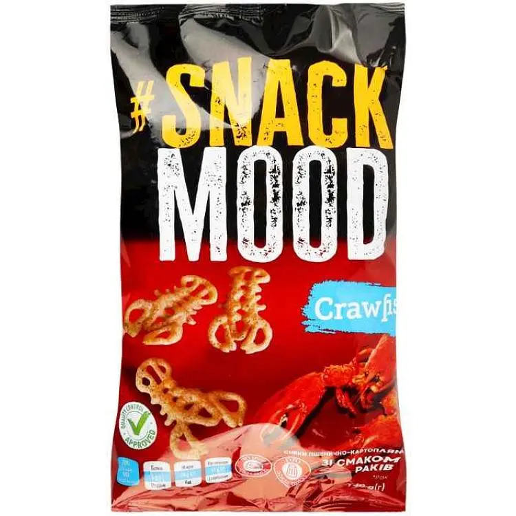 Снеки SNACK MOOD 140г Раки з пелет пшенично-картопляні м/уп