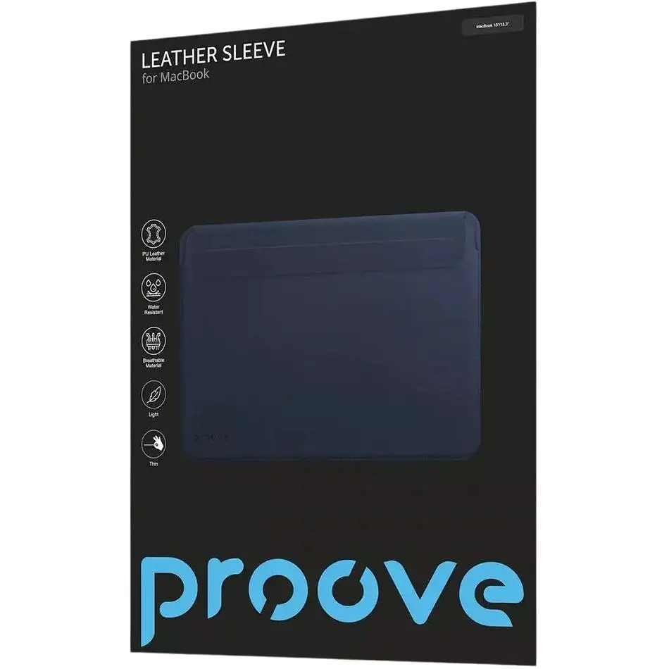 Чехол-конверт Proove для Apple MacBook Air 13" Retina 2018-2019 (A1932) Leather Sleeve (021076) black - фото 2