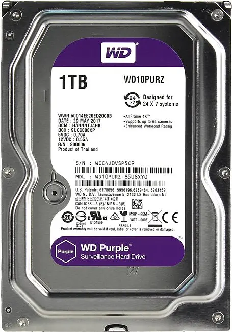 Жорсткий диск 3.5" 1TB Western Digital Purple 5400rpm 64MB SATAIII (WD10PURZ) - фото 4