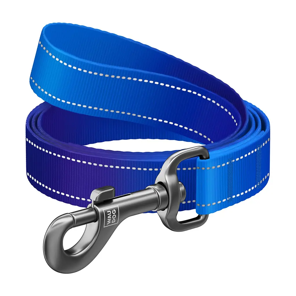 Повідець для собак WAUDOG Nylon Mono світловідбивний, S, Ш 15 мм, Д 200 см, синій (463512) - фото 2
