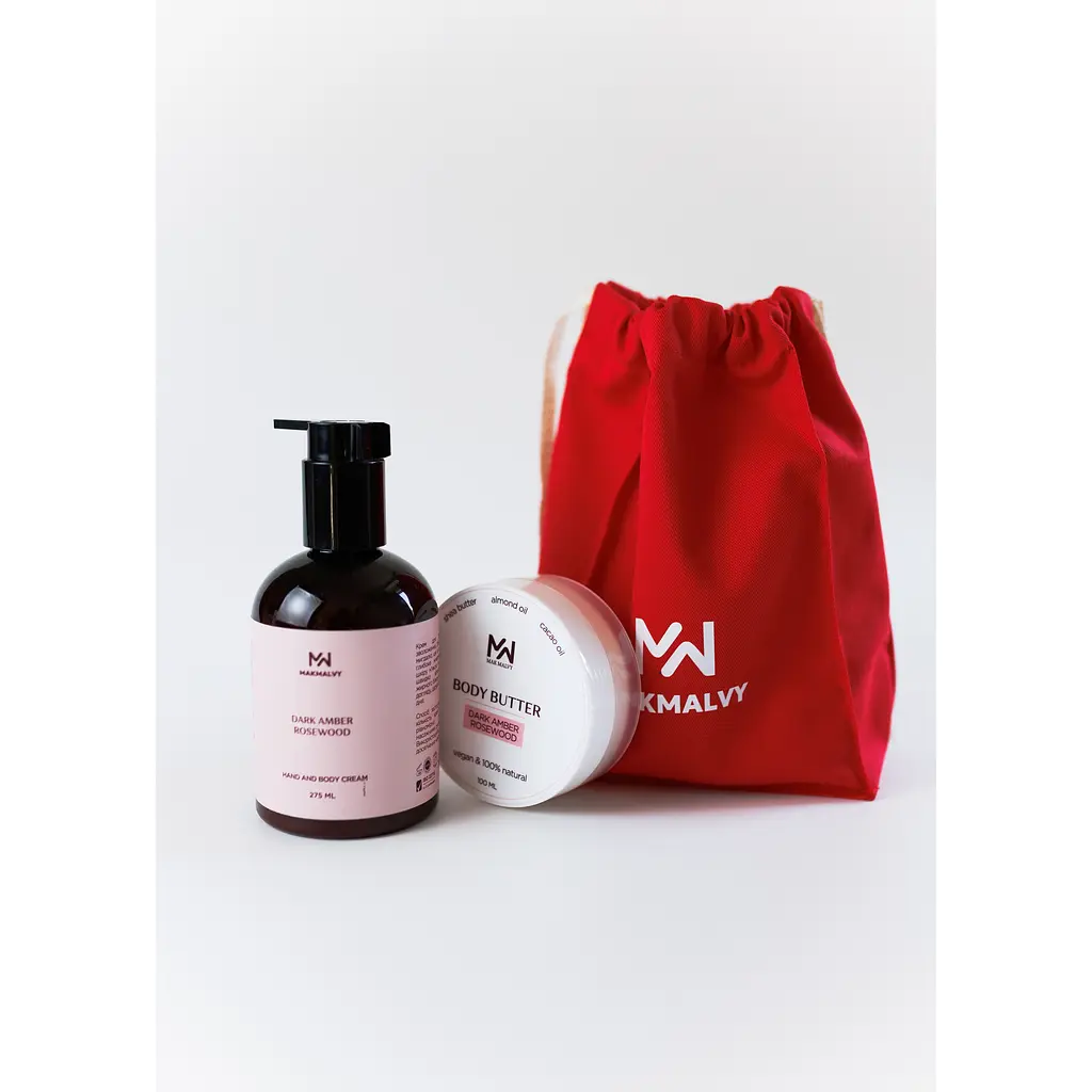 Святковий набір для тіла Dark amber rosewood міні Mak Malvy - фото 3