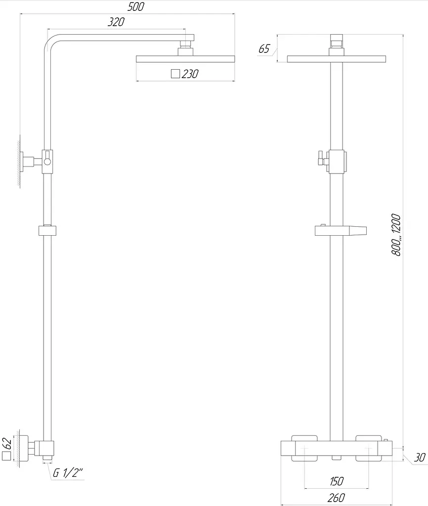 Душова система Globus Lux GLQ-0040T, Хром - фото 5