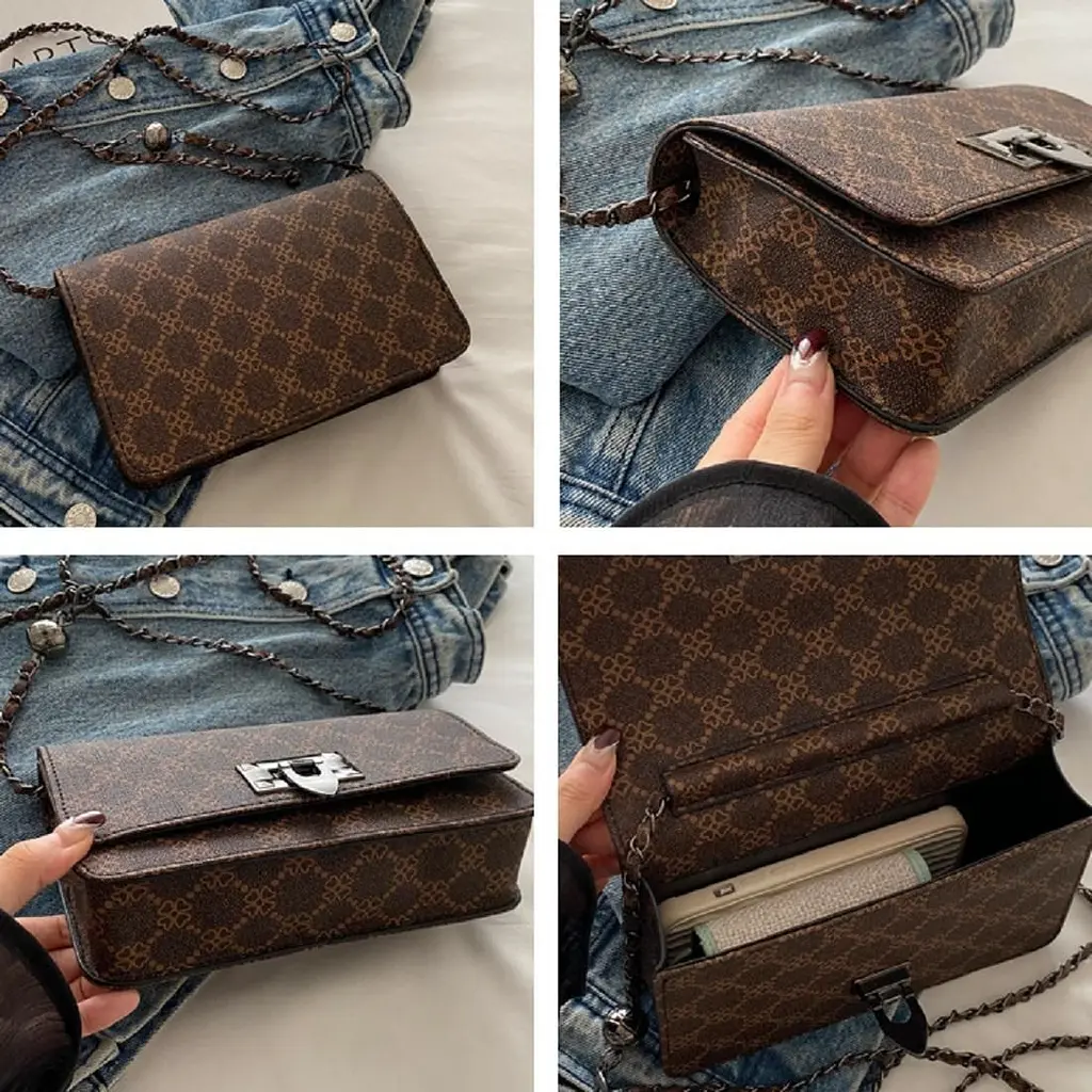 Кросбоді на ланцюжку з еко-шкіри Lilly P2-14502DB темно коричневе - фото 3