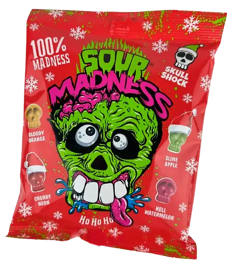 Новорічні кислі льодяники Sour Madness Winter Edition у вигляді черепа 150г