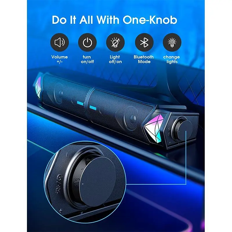 Акустика для ПК Onikuma RGB Backlight L1 3Wx2 BT5.3 USB Mic - фото 9