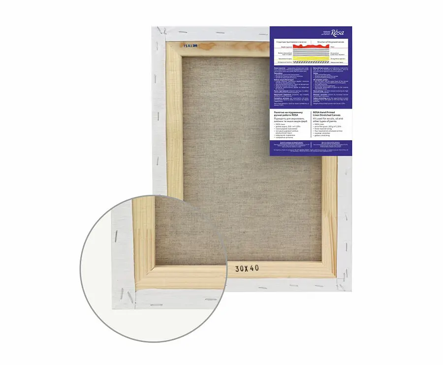 Подрамник Rosa 50×60 см модуль №1 мелкое зерно масляная грунтовка лен - фото 2