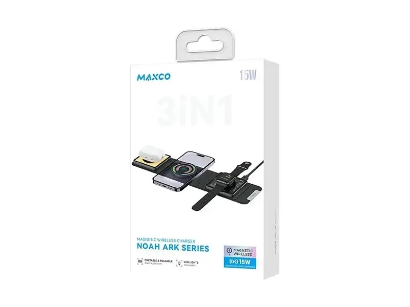Бездротовий зарядний пристрій Maxco 3in1 15 W multi-compatibility чорний (MCW-02) - фото 5