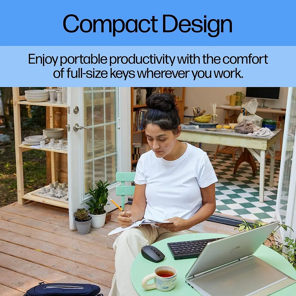 Клавиатура мембранная 350 Compact Multi-Device, 78key, BT, EN/UK, черный HP teh0013842 - фото 4