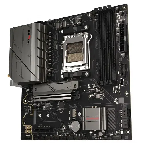 Материнська плата AM5 Sapphire PULSE B850M WIFI, B850, 4xDDR5, Int.Video (CPU), 4xSATA3, 2xM.2, 1xPCI-E 4.0 x16, 1xPCI-E 4.0 x4, ALC897, RTL8125BG, WiFi 6, Bluetooth 5.3, 4xUSB 3.2 / 10xUSB 2.0, HDMI/DP, MicroATX (52123-04-40G) - фото 3
