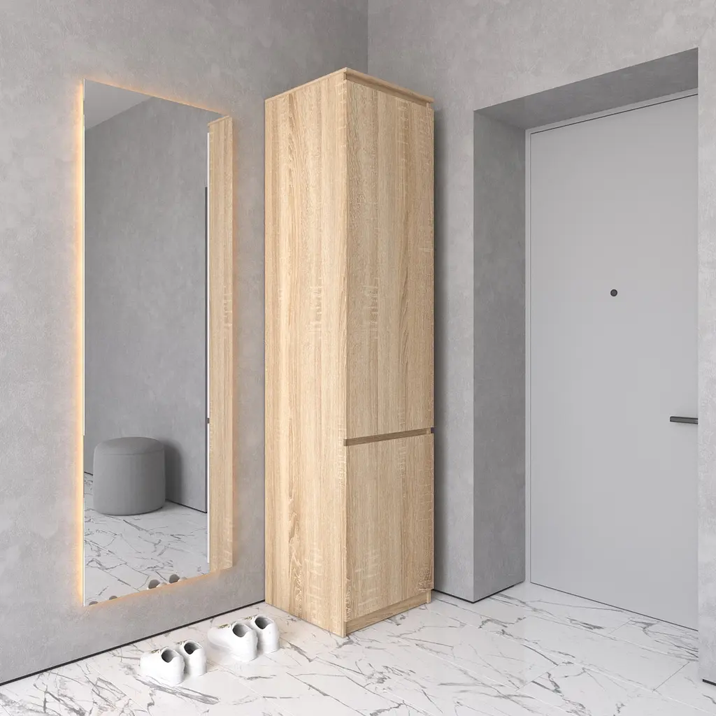 Шафа пенал Vays R-21, з полицями та штангою, без ручок, ЛДСП, 50×50×211 см - для одягу та взуття, в передпокій - фото 6