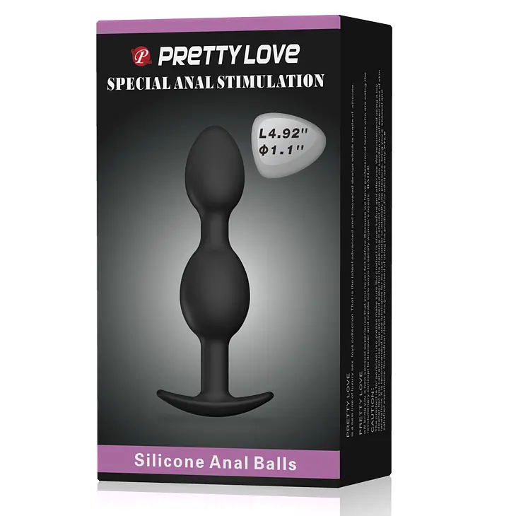 Анальна пробка Pretty Love Special чорна з металевими кульками - фото 9