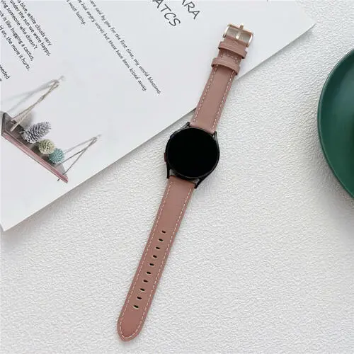 Ремешок для Samsung Galaxy Watch 3 41mm Watchbands Standart - коричнево-розовый ширина крепления 20мм размер L кожаный (WB1089274) - фото 3