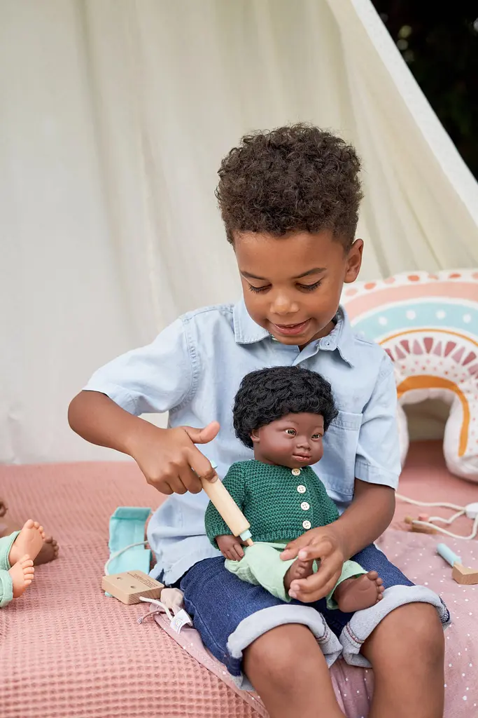 Комплект одягу (штанці, кофта та жакетка) для ляльок Miniland 38 см (31565) - фото 5