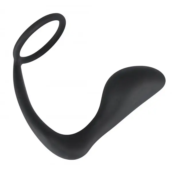 Ерекційне кільце з анальною пробкою Orion Black Velvets Ring Plug, 8х4 см (чорний)