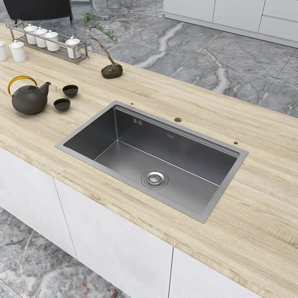Кухонна мийка Nett (NS-7042) з нержавіючої сталі 1мм - матова - фото 3