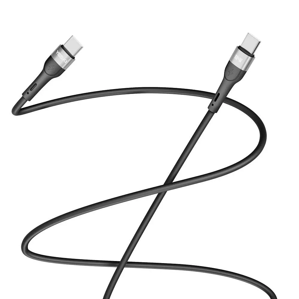 Кабель для заряджання та обміну даними Yoki YK-EX11 EXTRA Series Type-C to Type-C 60W 3A/20V 1.2 m Black - фото 3