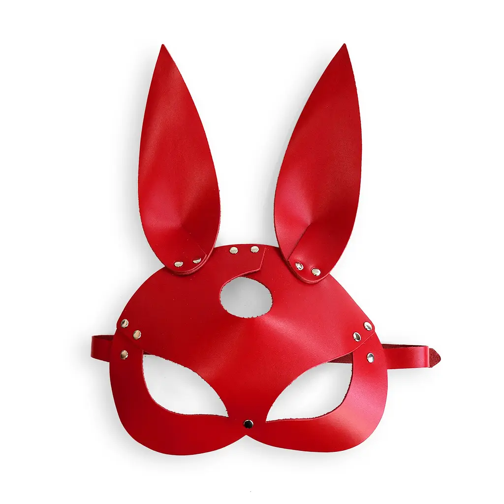 Шкіряна маска Зайчика Art of Sex - Bunny mask, колір Червоний - фото 3