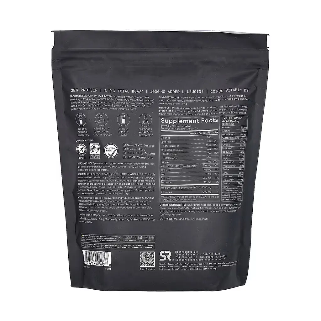 Протеїн Sport Research Whey Protein Isolate Chocolate 1030 г - фото 2