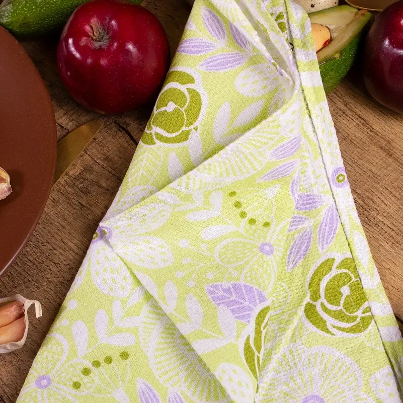 Полотенце вафельное MirSon №504 Waffle Salad flowers 50х30 см (2200006723448) - фото 3