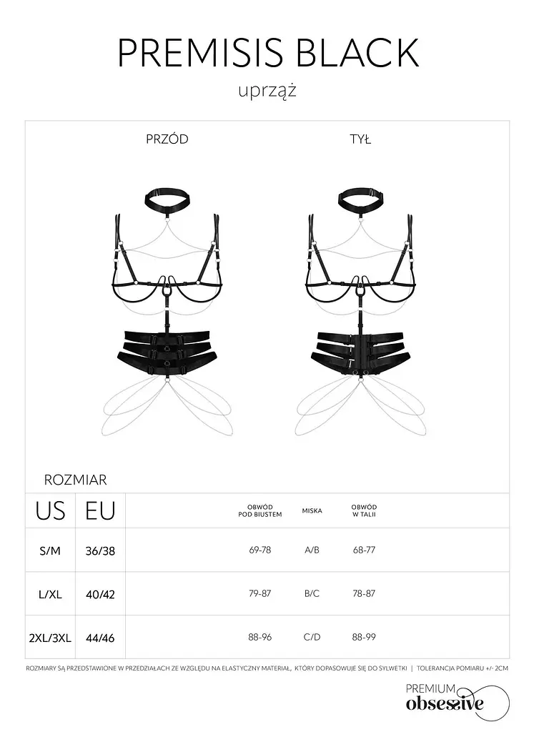 Портупея Obsessive Premisis Black, S/M/L (чорний) - фото 9