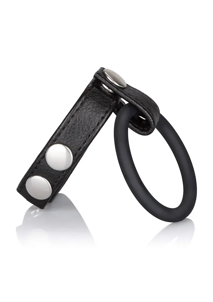 Ерекційне кільце Calexotics Medium Leather Ball Spreader, 5 см (чорний) - фото 3