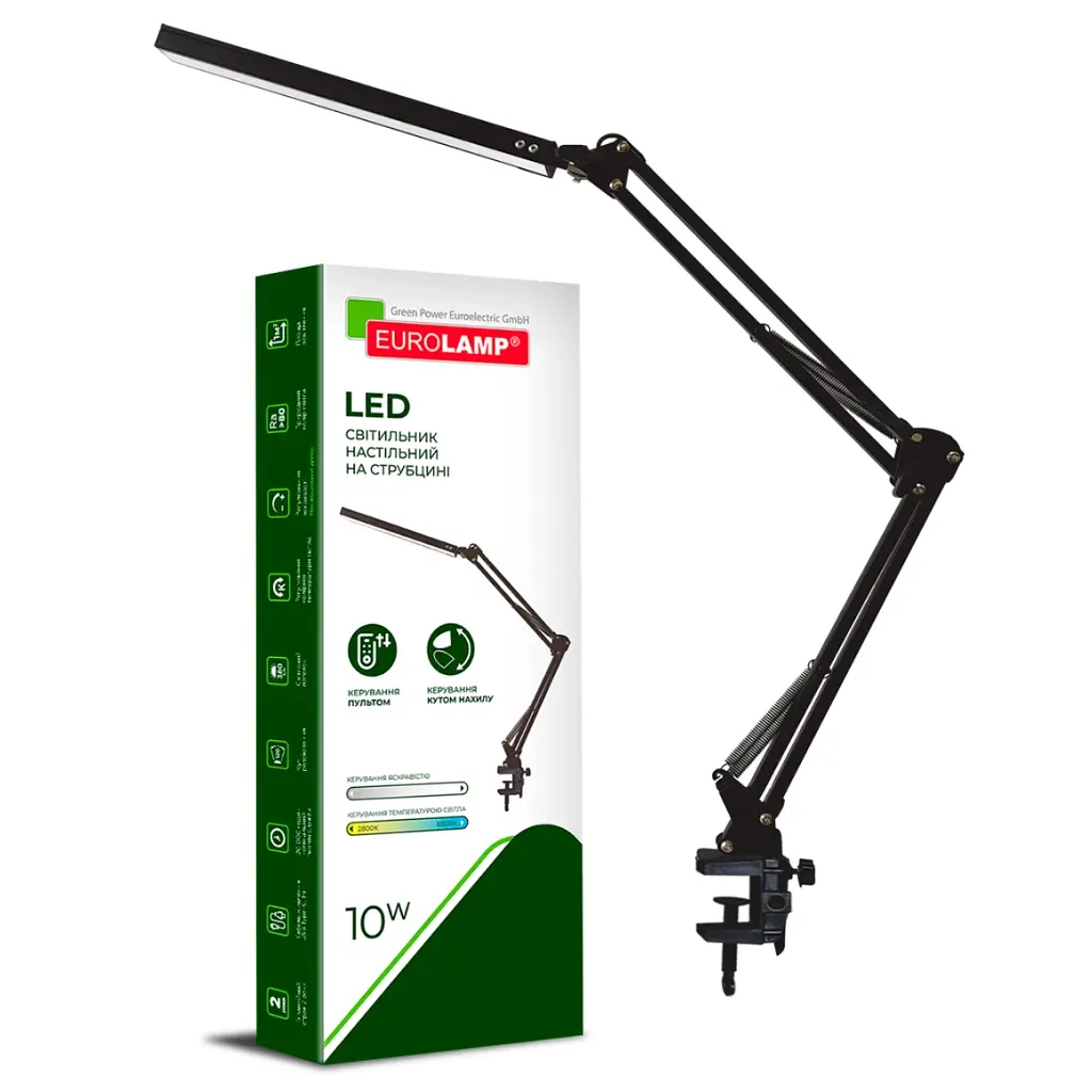 Настільна лампа Eurolamp LED 10W 400Lm 2800-6500K (black) на струбцине (LED-TLS-10W(black)) - фото 2