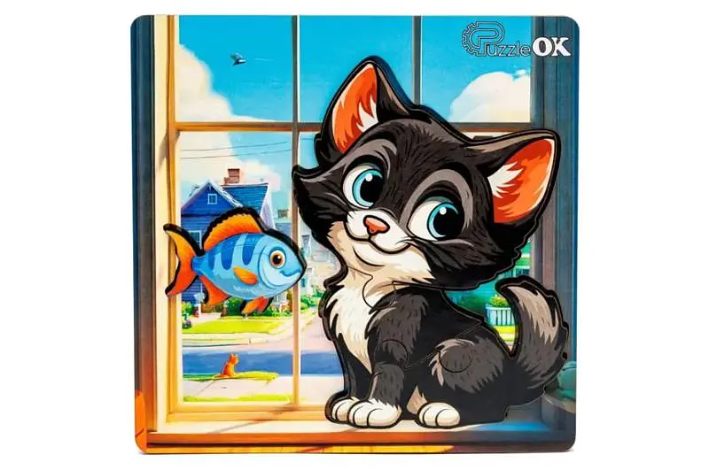 Сортер А6 "Допилковий котик" Puz-88751 дерев'яний PuzzleOk - фото 4
