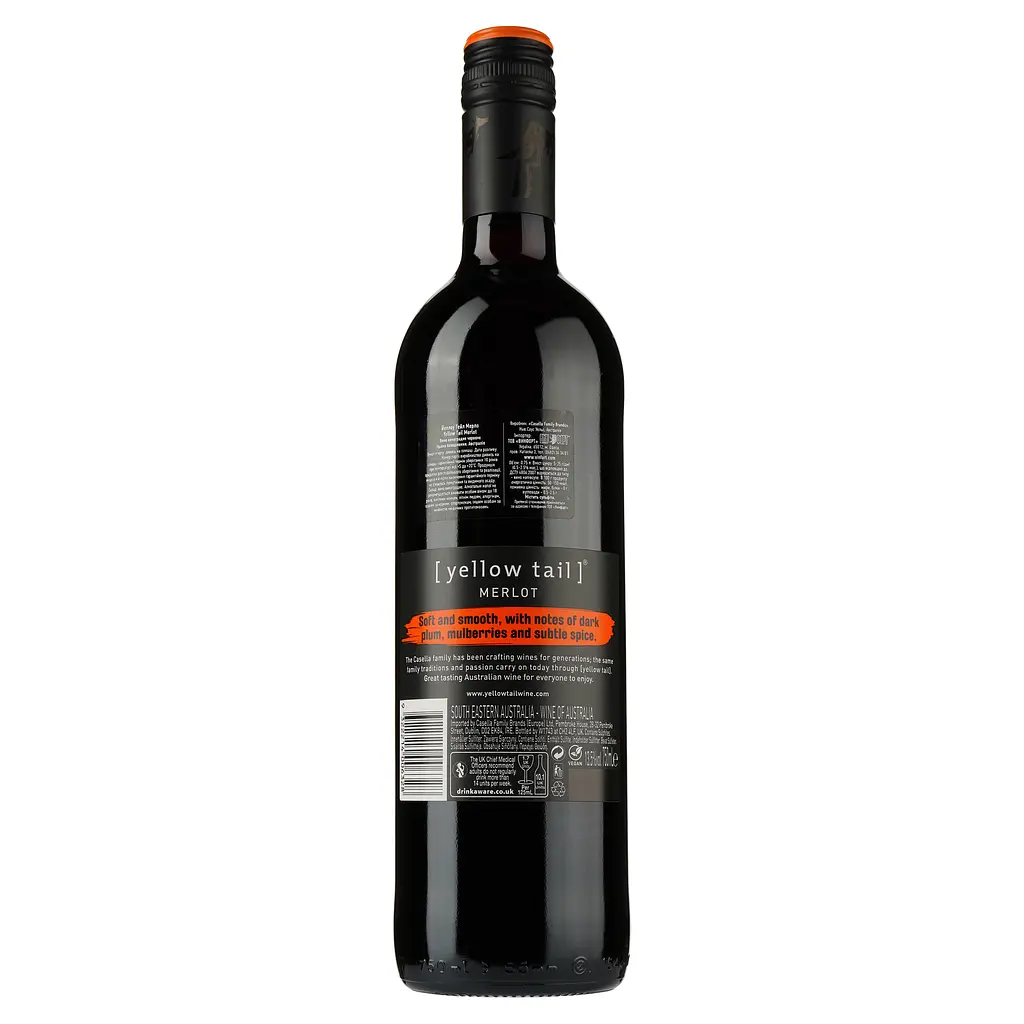 Вино Yellow Tail Merlot, красное, полусухое, 13,5%, 0,75 л - фото 2