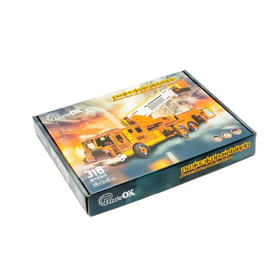 Дерев'яний 3D конструктор "Пожежна машина" Puz-00921, 318 деталей - фото 7
