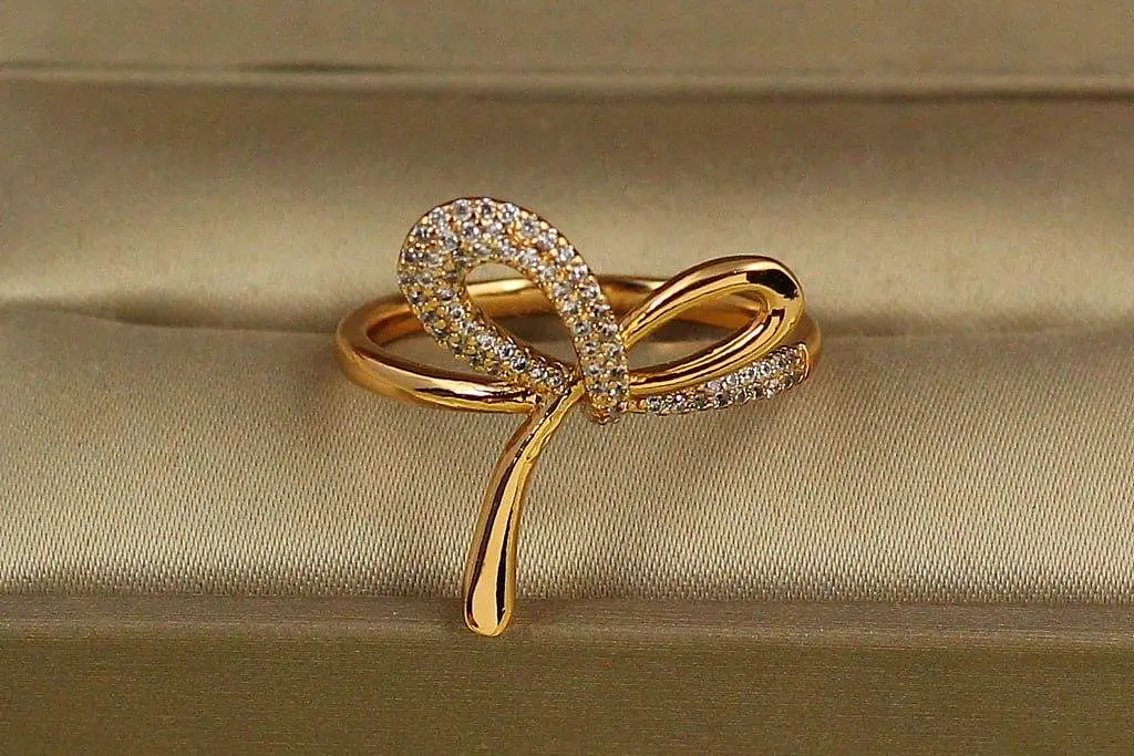 Кільце Xuping Jewelry зав'язка бантик р 20 золотисте - фото 2