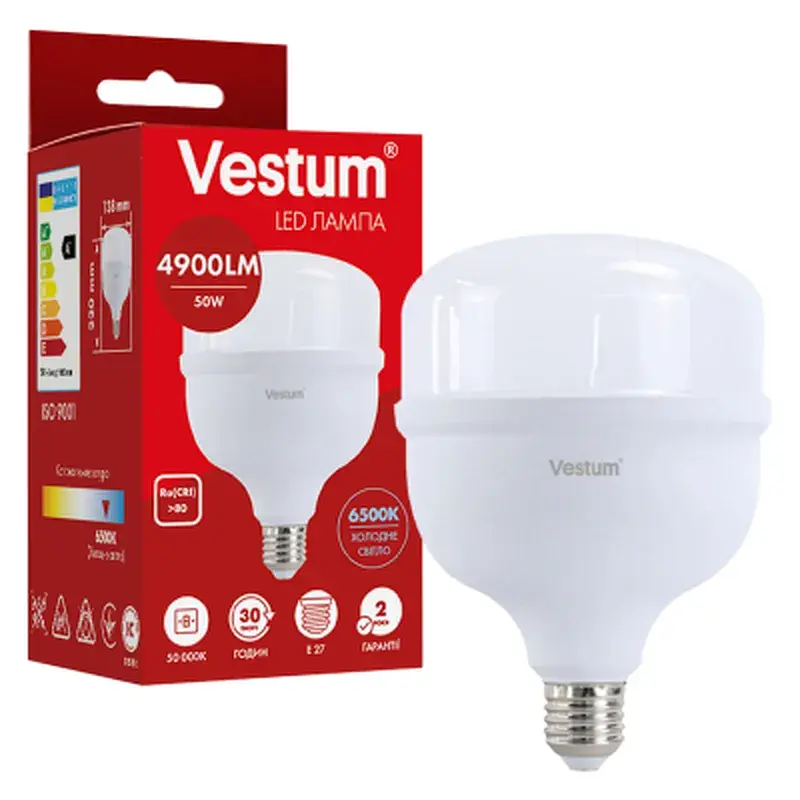 Лампочка Vestum LED T140 50W 6500K 220V E27 (1-VS-1610) - фото 2