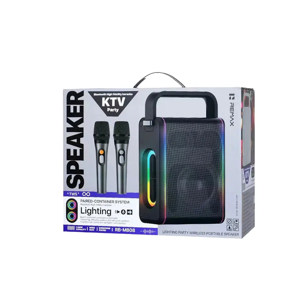 Портативна колонка REMAX RB-MB08 Lighting Party Wireless Portable Speaker, 60W, Black - фото 2