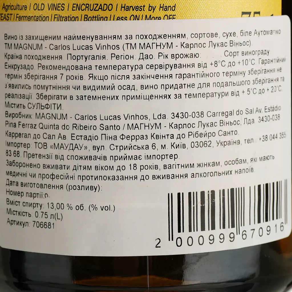 Вино Magnum Automatico DO Dao 2019 біле сухе 0.75 л - фото 4