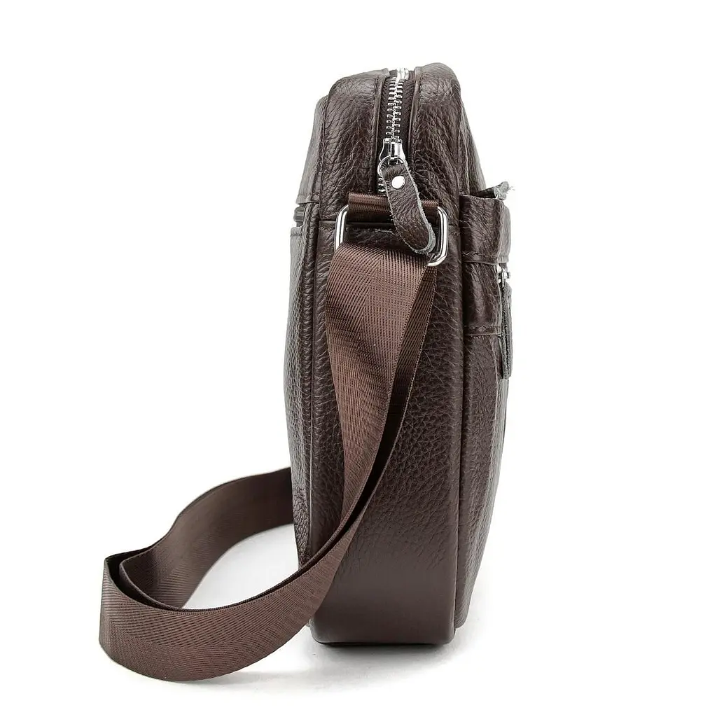 Шкіряний маленький чоловічий месенджер коричневий Tiding Bag M56-0187C - фото 3