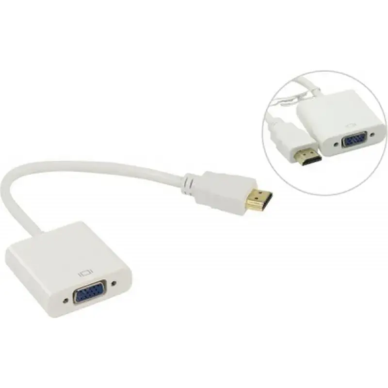 Перехідник HDMI M to VGA F (з кабелями аудіо і живлення від USB) ST-Lab (U-990 white) - фото 3