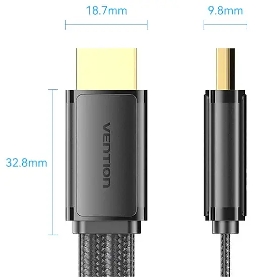 Кабель HDMI M-M, 2.0 м, V2.1, 8K 60Гц, плоский з обплетенням, Vention - фото 4