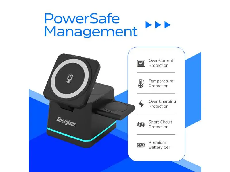 Бездротовий зарядний пристрій Energizer 3-in-1 Magnetic Wireless Charging Dock (WCP307) - фото 4