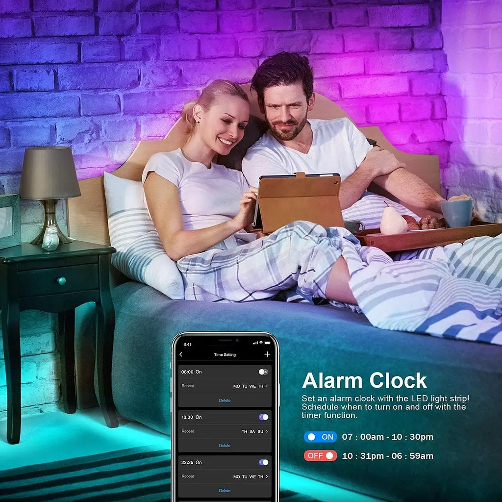 Світлодіодна стрічка Mexllex Led Strip Light 15M, Bluetooth APP і пульт дистанційного керування, Music Sync Changing Color RGB SMD - фото 3