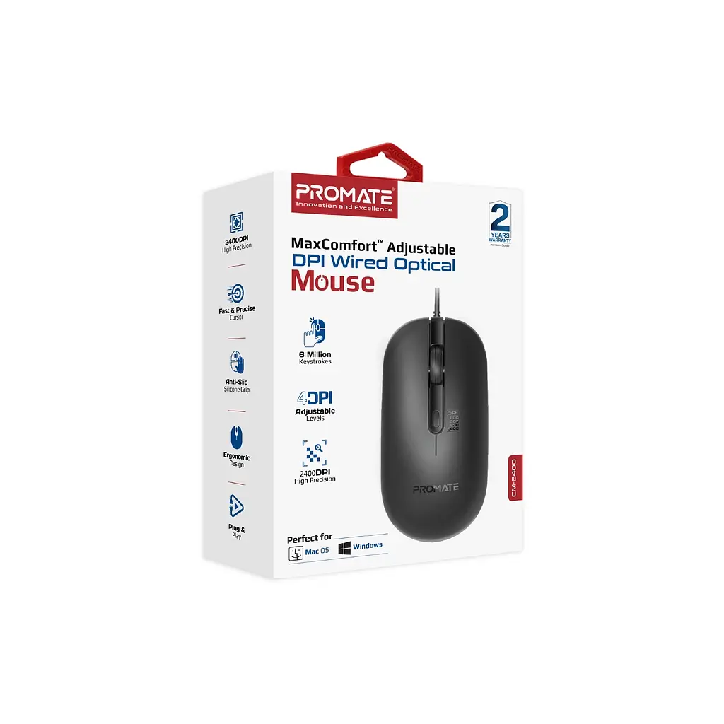 Мишка Promate CM-2400 USB Black (cm-2400.black) - фото 7