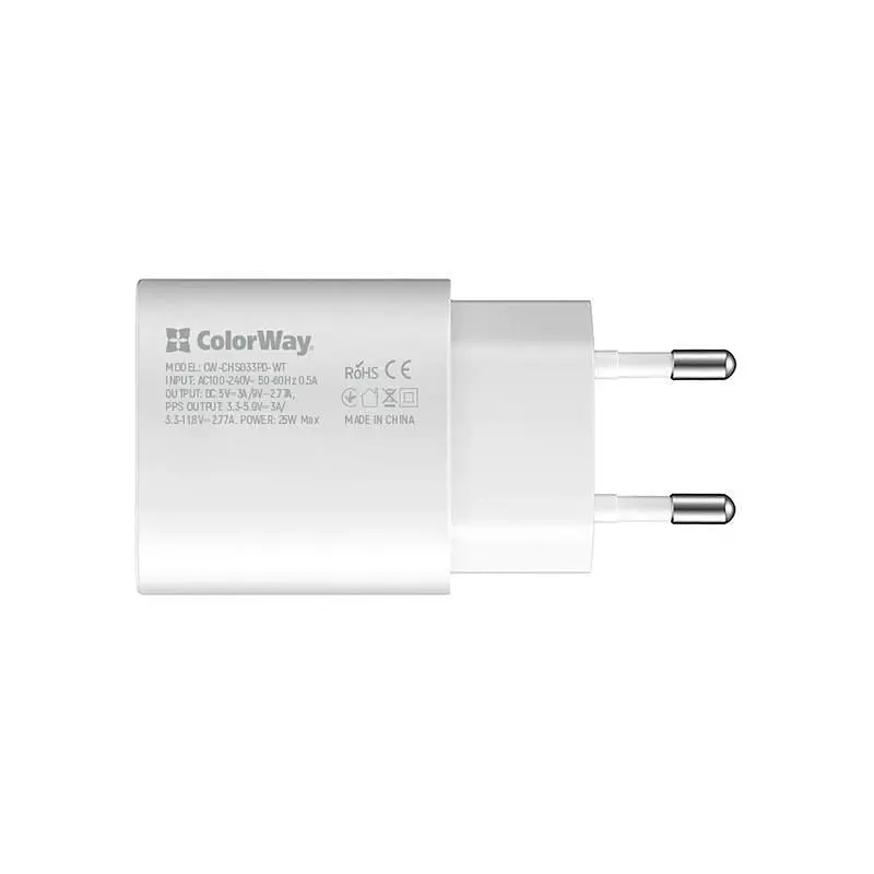 Мережевий зарядний пристрій ColorWay Power Delivery Port PPS (1USB-Cx3A) (25W) White (CW-CHS033PD-WT) - фото 2