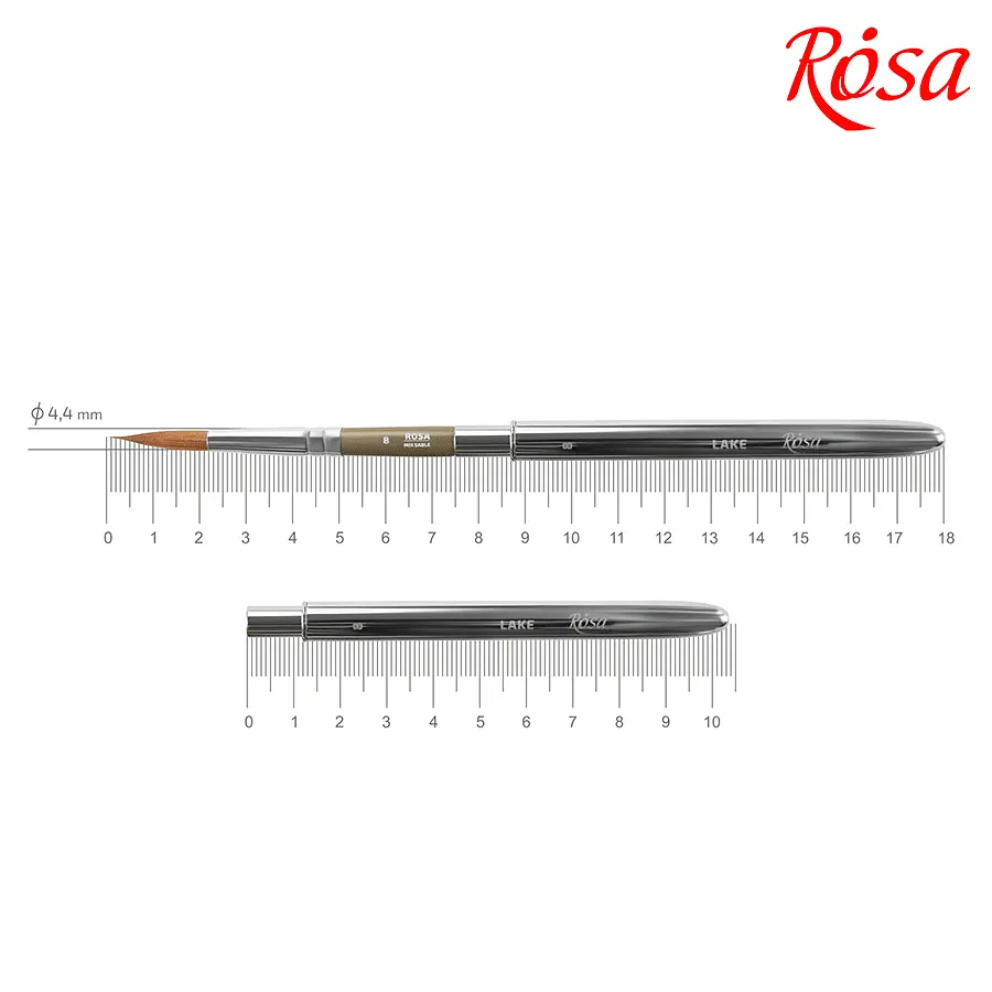 Пензель мікс соболь/синтетика круглий TRAVEL BRUSH LAKE 178 № 8 коротка ручка ROSA