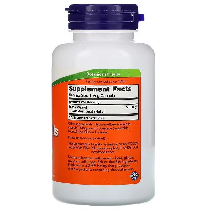 Натуральная добавка NOW Black Walnut Hulls 500 mg, 100 капсул - фото 2