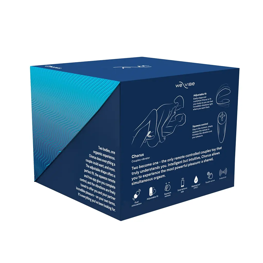 Смарт-вібратор для пар We-Vibe Chorus Cosmic Blue, сенсорне керування вібраціями стисненням пульта - фото 10
