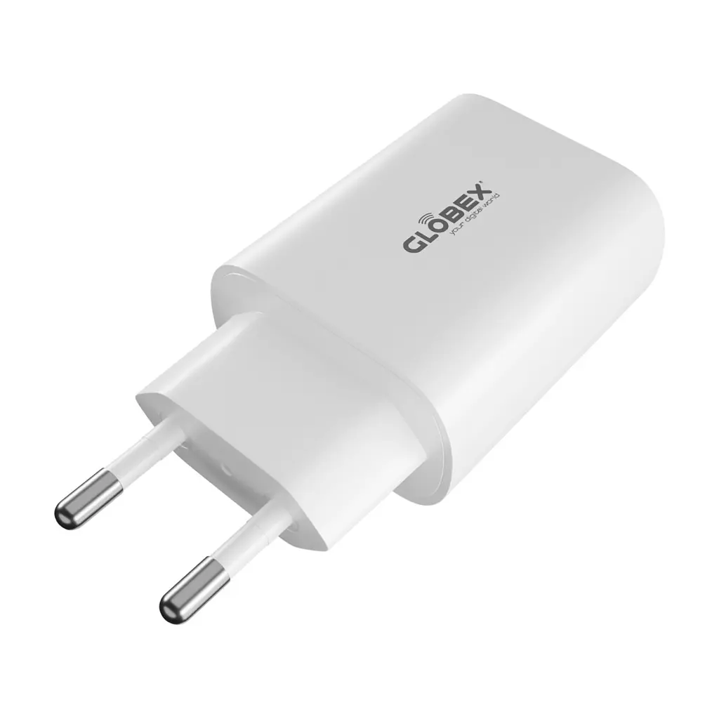 Зарядний пристрій Globex 1xUSB + 1xUSB-C 30W FastPower white (30WAC) - фото 3