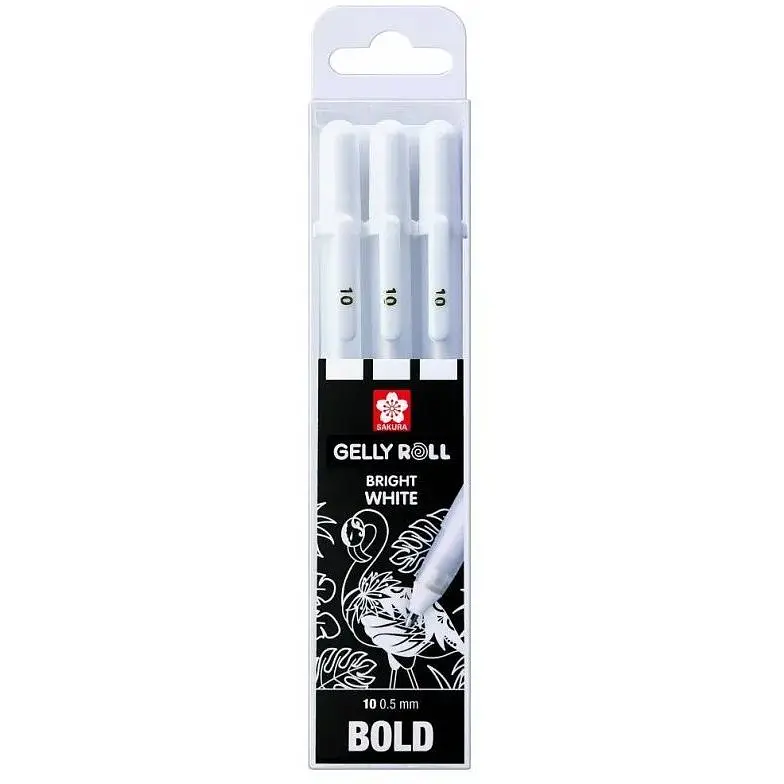 Набор гелевых ручек Sakura Basic 10 Fine Bold 3шт Белые - фото 2
