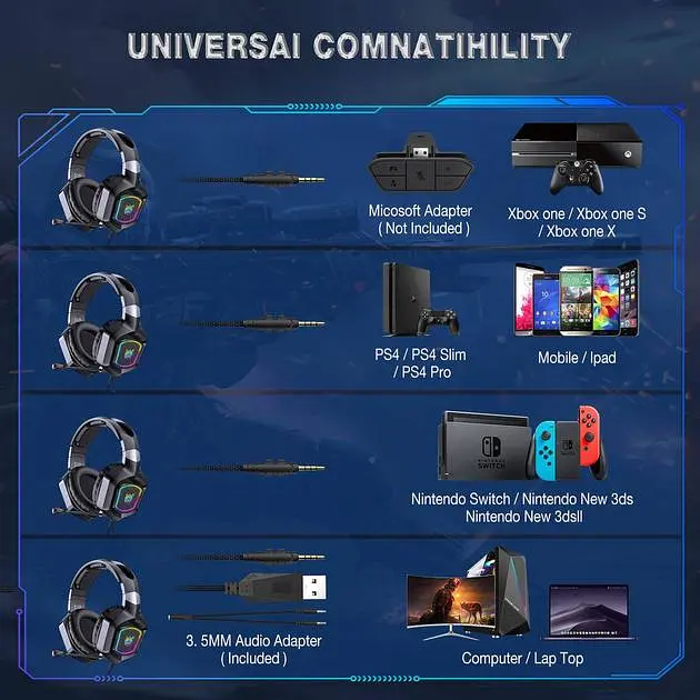 Дротова ігрова гарнітура Onikuma Gaming with RGB X8, USB, 3.5mm, 2.2m, black - фото 5