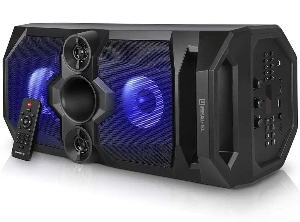 Портативна колонка бумбокс Real-El RX771 Boombox 50W Bluetooth TWS, Караоке, RGB, Чорний - фото 2
