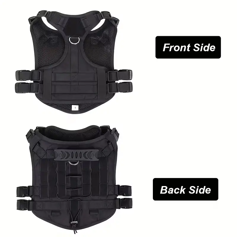 Шлейка для собак Vest, тактичний жилет з ручкою і системою MOLLE, регульований, Чорний M - фото 4