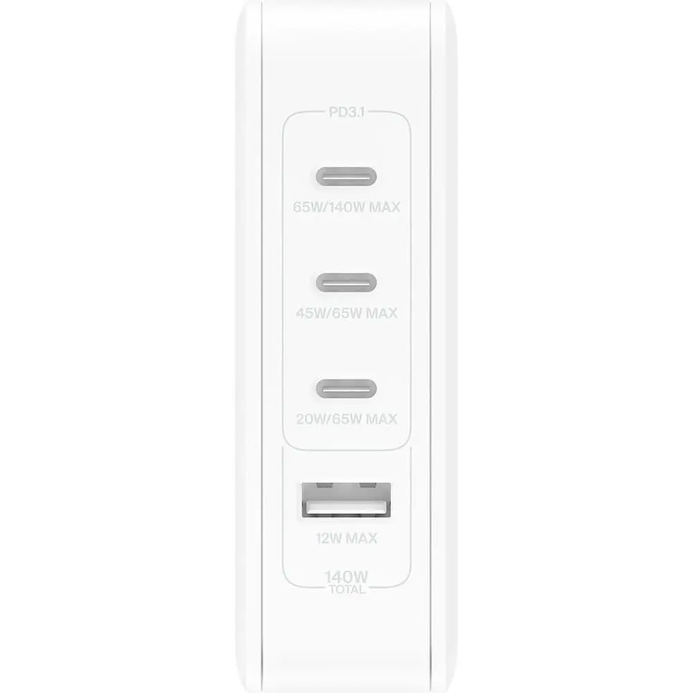 Зарядний пристрій BELKIN 140Вт 3хUSB-С GAN PD PPS, USB-A, білий (WCH014BTWH) - фото 2